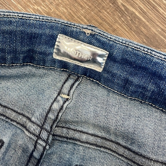 Mother The Looker Ankle Fray Thunderstruck Racer Pink Stripe Skinny Jeans 25 - Picture 9 of 10